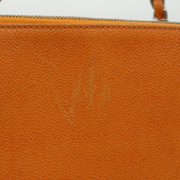 Chanel Chain Shoulder Bag Caviar Skin Orange CC Auth ar8526