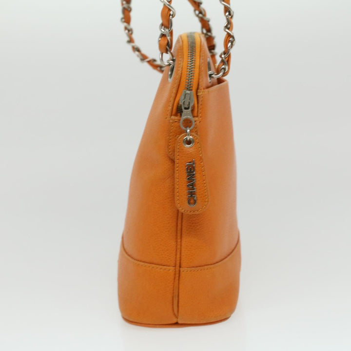 Chanel Chain Shoulder Bag Caviar Skin Orange CC Auth ar8526