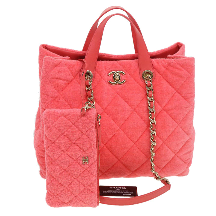 Top Quality Chanel Chain Hand Bag Pile 2way Pink CC Auth ar9158A
