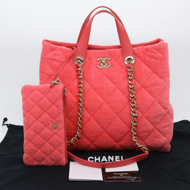 Top Quality Chanel Chain Hand Bag Pile 2way Pink CC Auth ar9158A