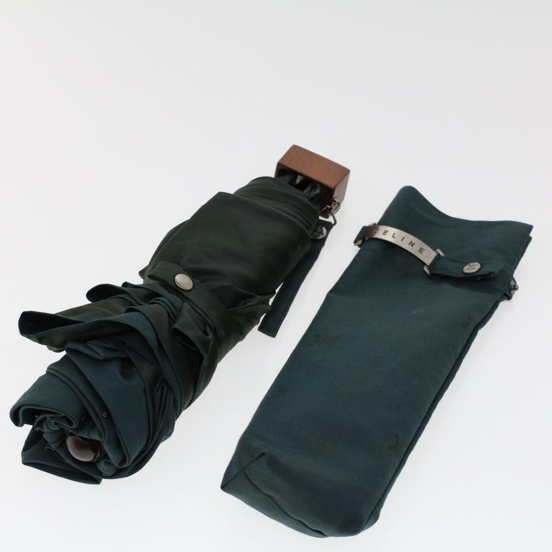 Celine Macadam Canvas Folding Umbrella Nylon Green Brown  ar9574
