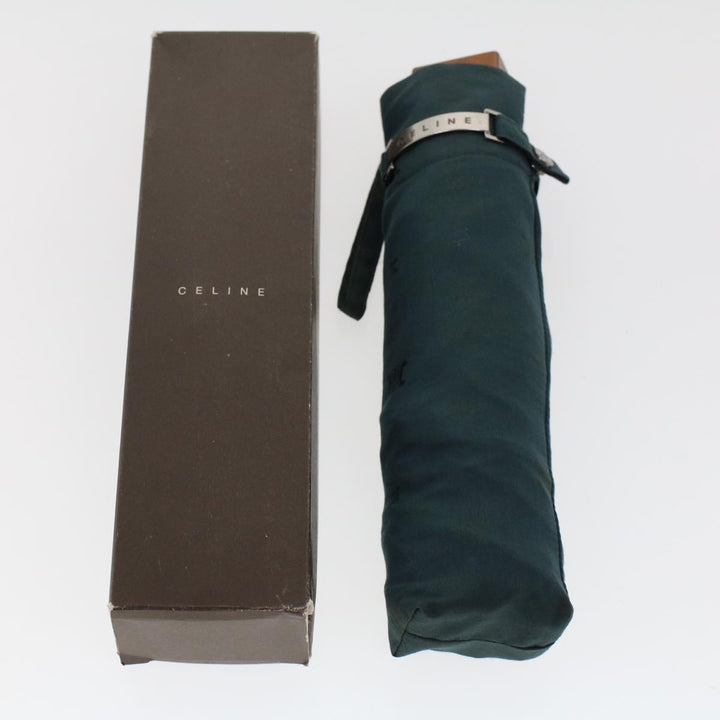 Celine Macadam Canvas Folding Umbrella Nylon Green Brown  ar9574
