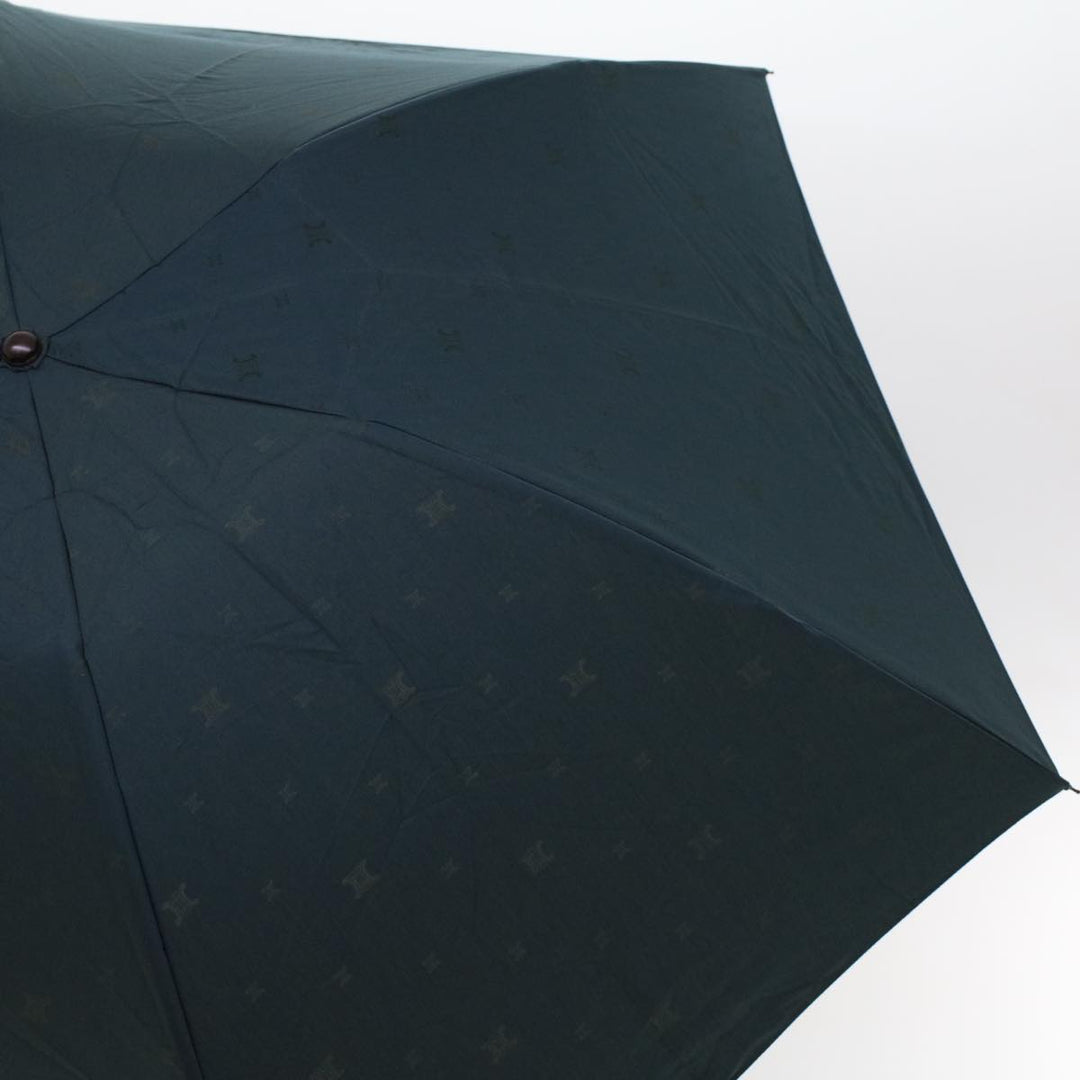 Celine Macadam Canvas Folding Umbrella Nylon Green Brown  ar9574