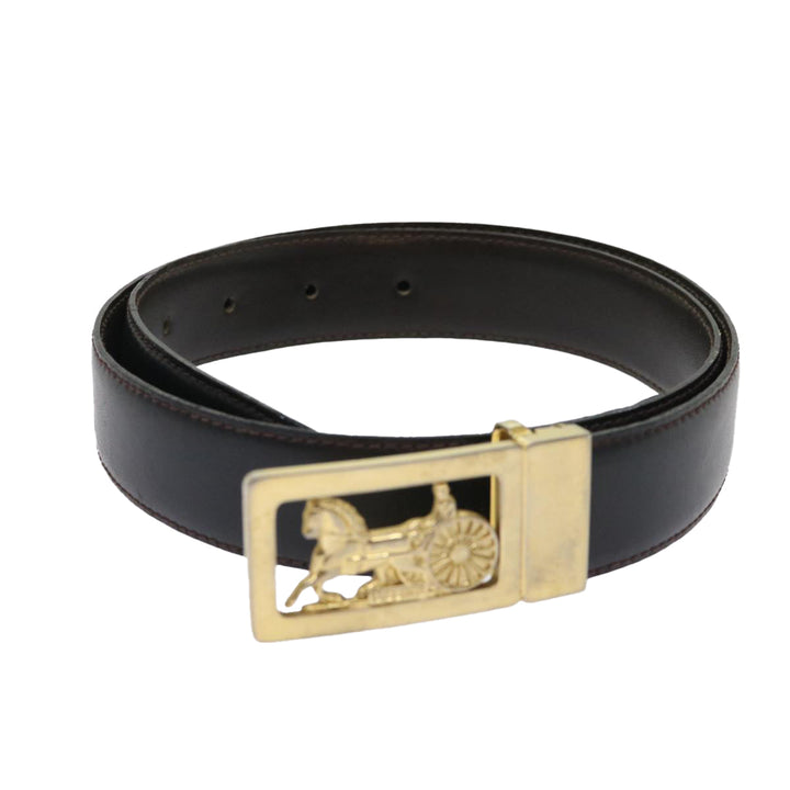 Celine Horse Carriage Belt Leather 28""-32.3"" Black  ar9780