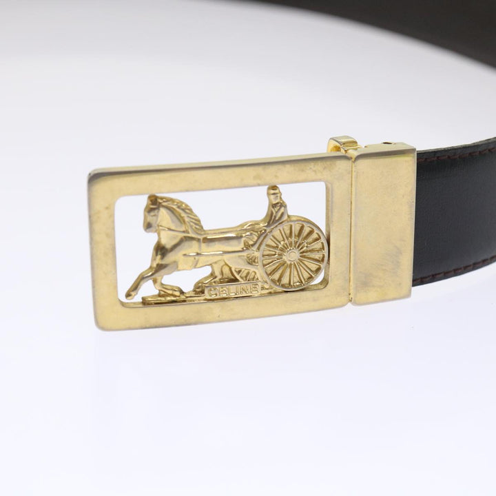 Celine Horse Carriage Belt Leather 28""-32.3"" Black  ar9780
