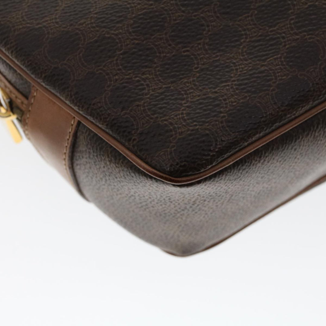 Celine Macadam Canvas Shoulder Bag PVC Leather Brown  ar9832
