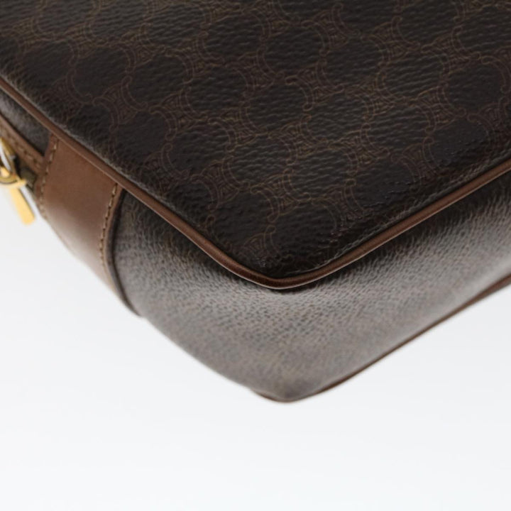 Celine Macadam Canvas Shoulder Bag PVC Leather Brown  ar9832