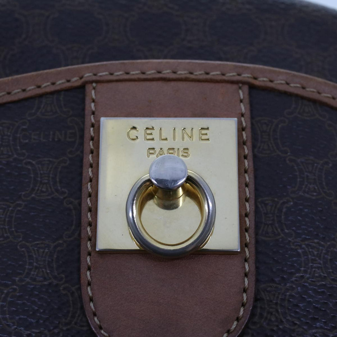 Celine Macadam Canvas Shoulder Bag PVC Leather Brown  ar9832