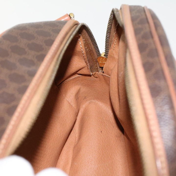 Celine Macadam Canvas Shoulder Bag PVC Leather Brown  ar9832