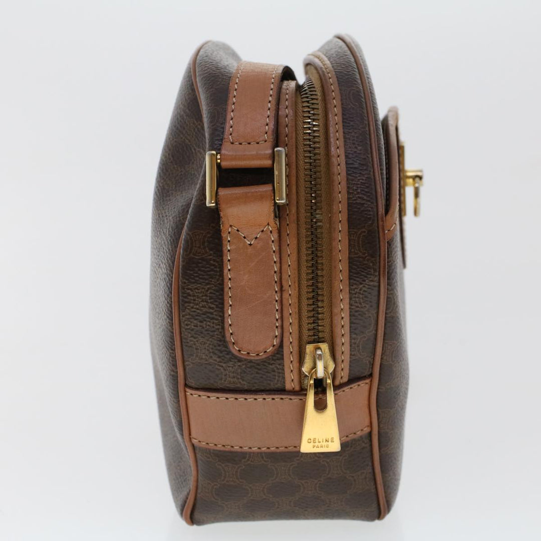 Celine Macadam Canvas Shoulder Bag PVC Leather Brown  ar9832