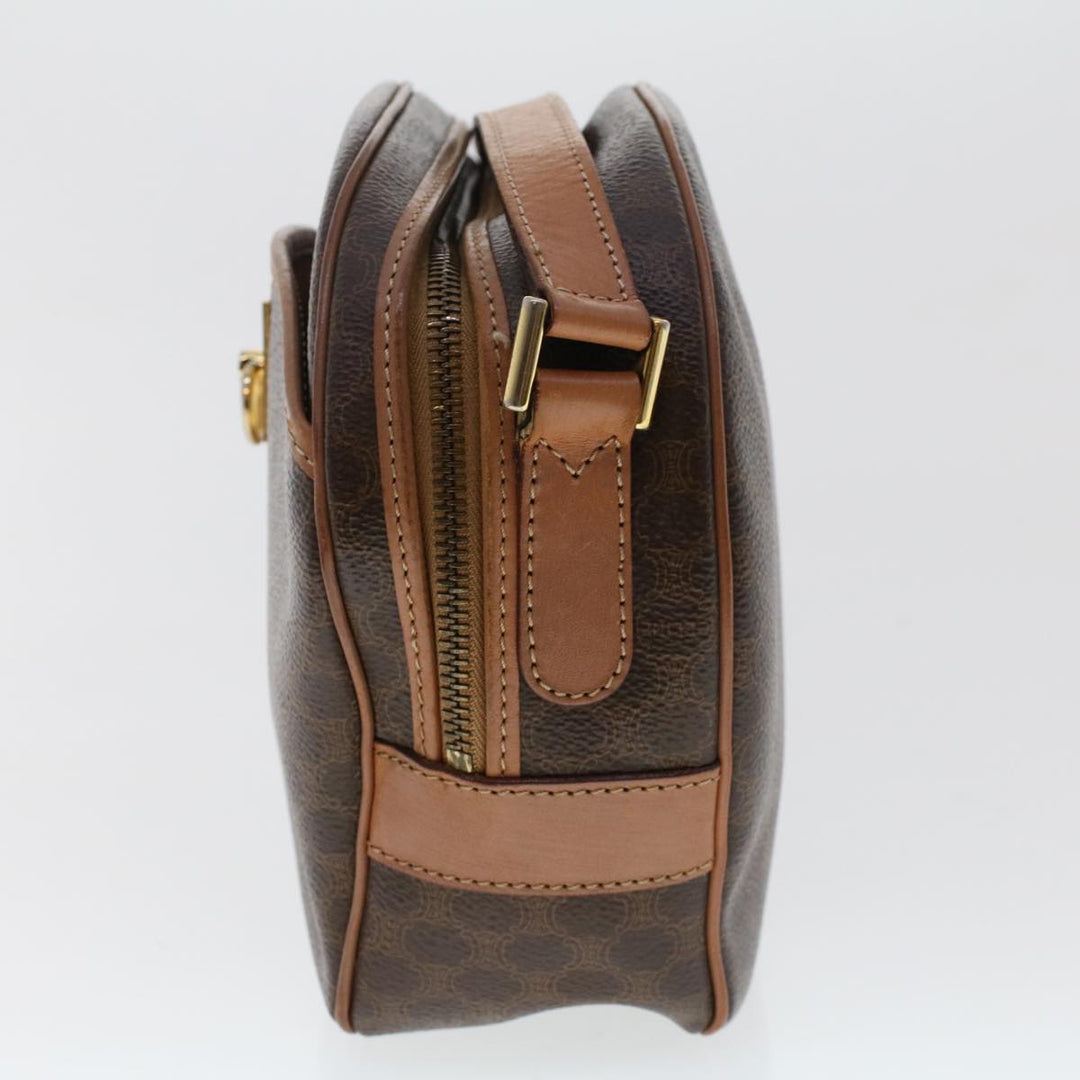 Celine Macadam Canvas Shoulder Bag PVC Leather Brown  ar9832