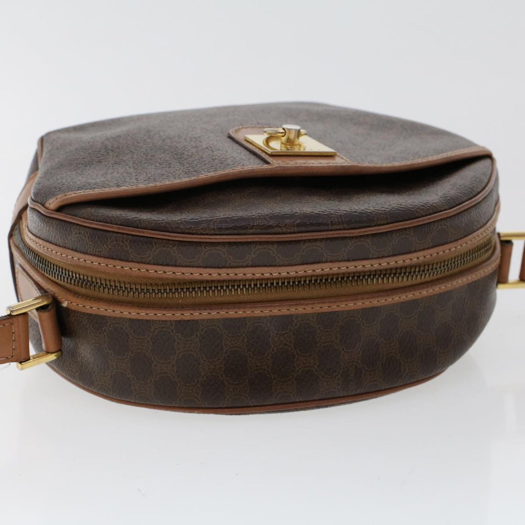 Celine Macadam Canvas Shoulder Bag PVC Leather Brown  ar9832