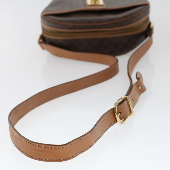 Celine Macadam Canvas Shoulder Bag PVC Leather Brown  ar9832