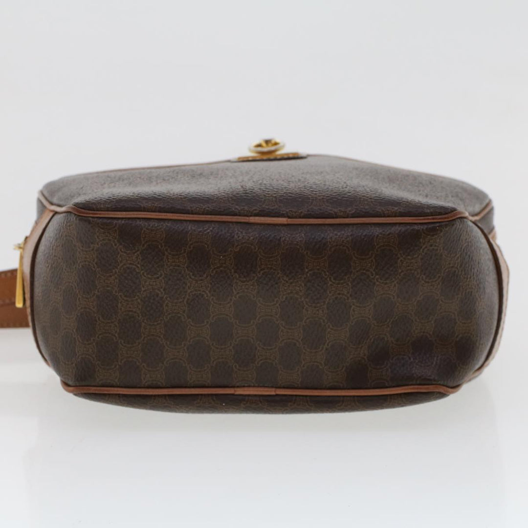 Celine Macadam Canvas Shoulder Bag PVC Leather Brown  ar9832