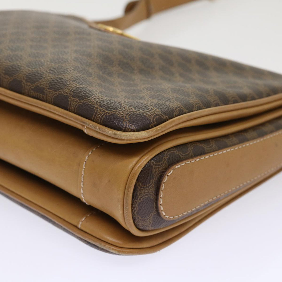 Celine Macadam Canvas Shoulder Bag PVC Leather Brown  ar9883B