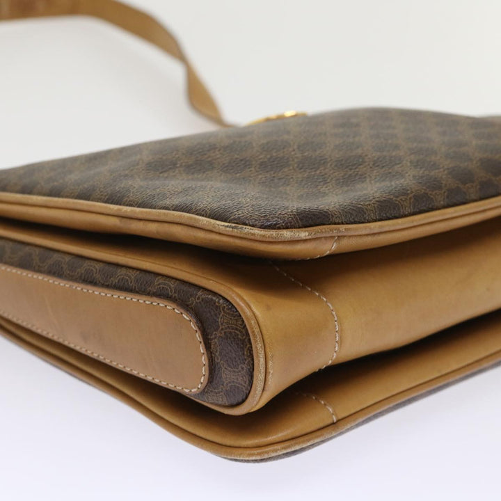 Celine Macadam Canvas Shoulder Bag PVC Leather Brown  ar9883B