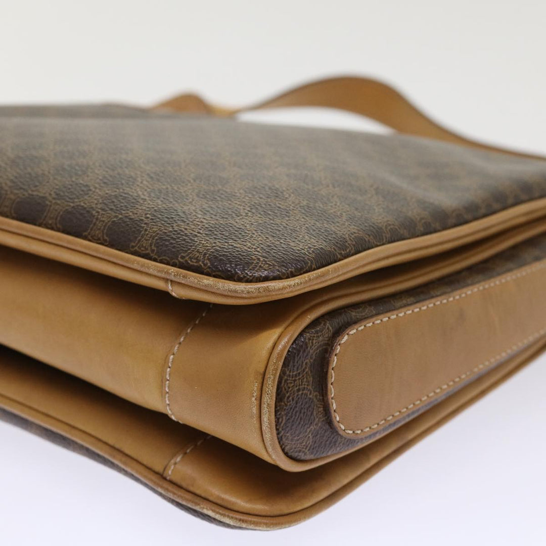 Celine Macadam Canvas Shoulder Bag PVC Leather Brown  ar9883B