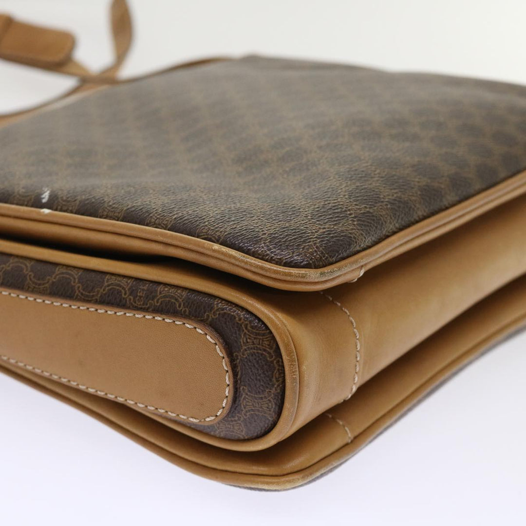 Celine Macadam Canvas Shoulder Bag PVC Leather Brown  ar9883B