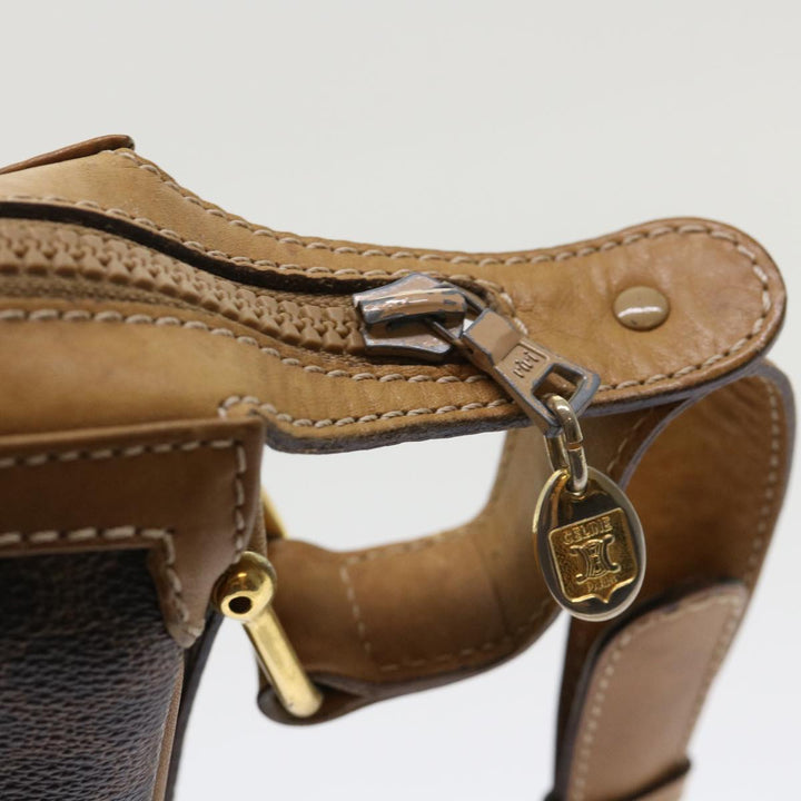Celine Macadam Canvas Shoulder Bag PVC Leather Brown  ar9883B