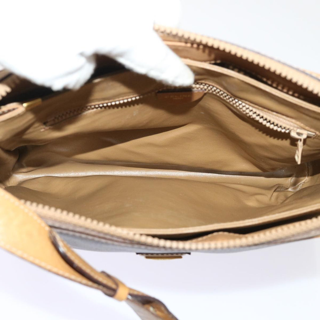 Celine Macadam Canvas Shoulder Bag PVC Leather Brown  ar9883B