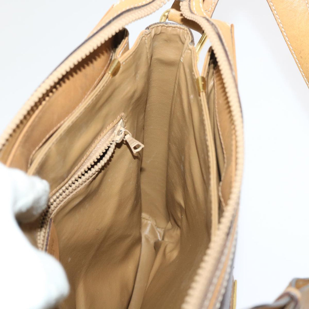 Celine Macadam Canvas Shoulder Bag PVC Leather Brown  ar9883B