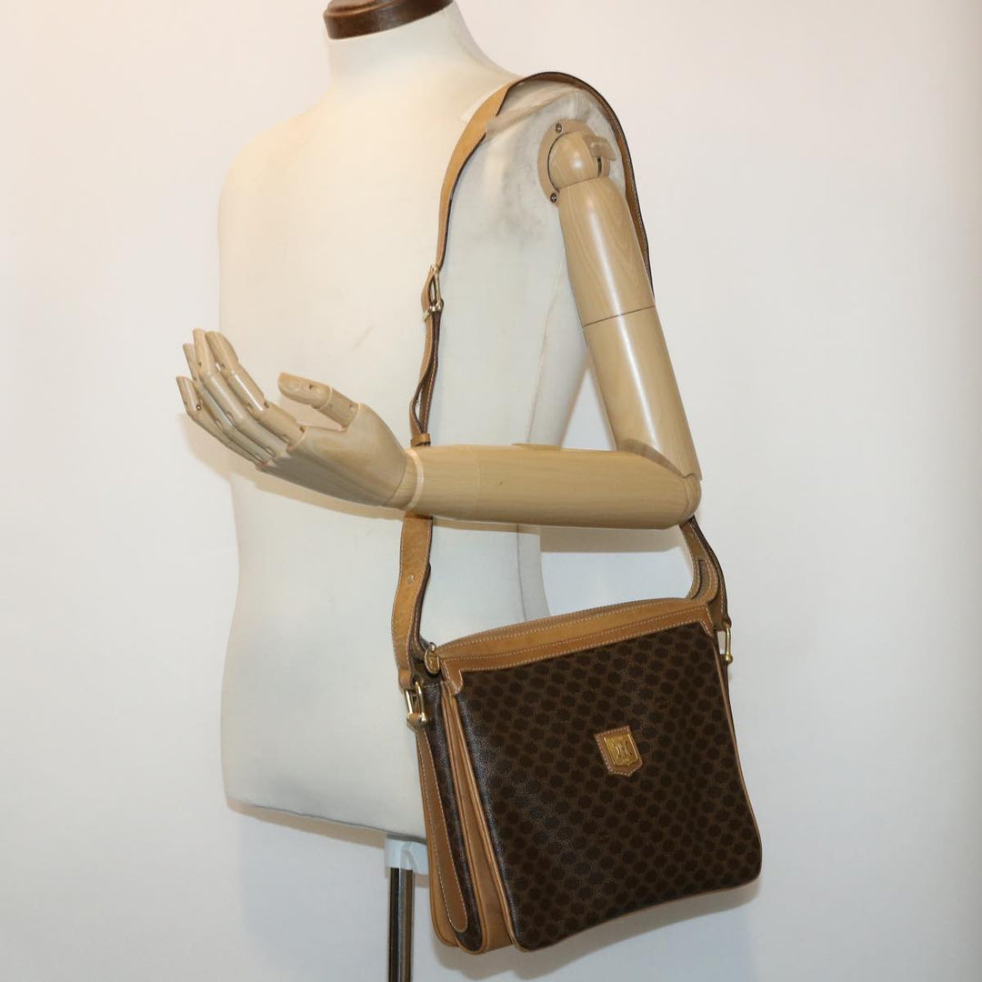 Celine Macadam Canvas Shoulder Bag PVC Leather Brown  ar9883B