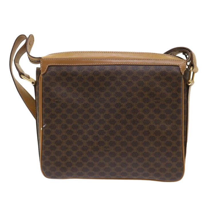 Celine Macadam Canvas Shoulder Bag PVC Leather Brown  ar9883B