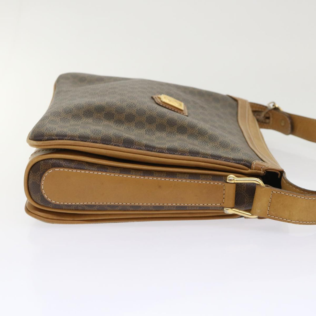 Celine Macadam Canvas Shoulder Bag PVC Leather Brown  ar9883B
