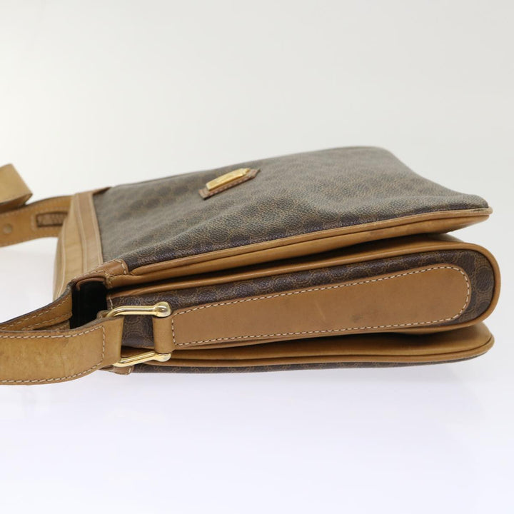 Celine Macadam Canvas Shoulder Bag PVC Leather Brown  ar9883B