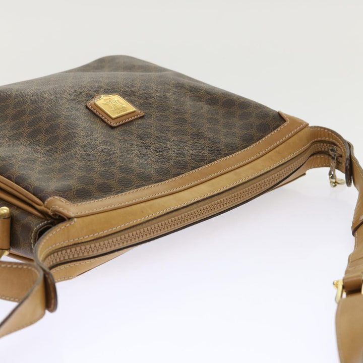 Celine Macadam Canvas Shoulder Bag PVC Leather Brown  ar9883B