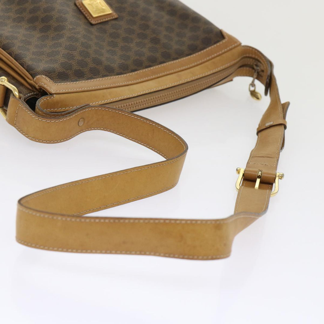 Celine Macadam Canvas Shoulder Bag PVC Leather Brown  ar9883B