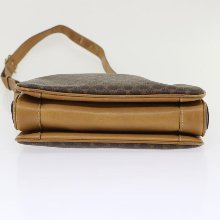 Celine Macadam Canvas Shoulder Bag PVC Leather Brown  ar9883B