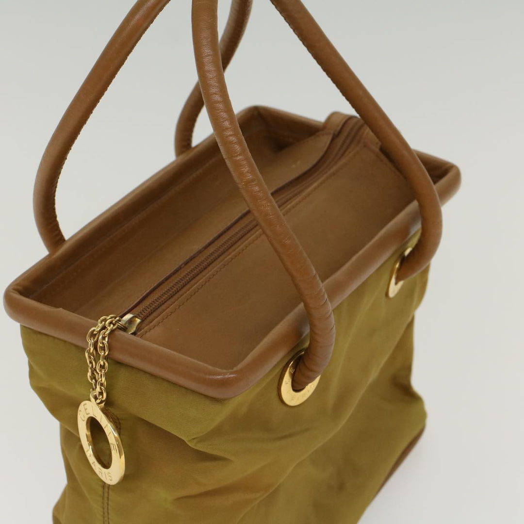 Celine Hand Bag Nylon Khaki Auth ar9963