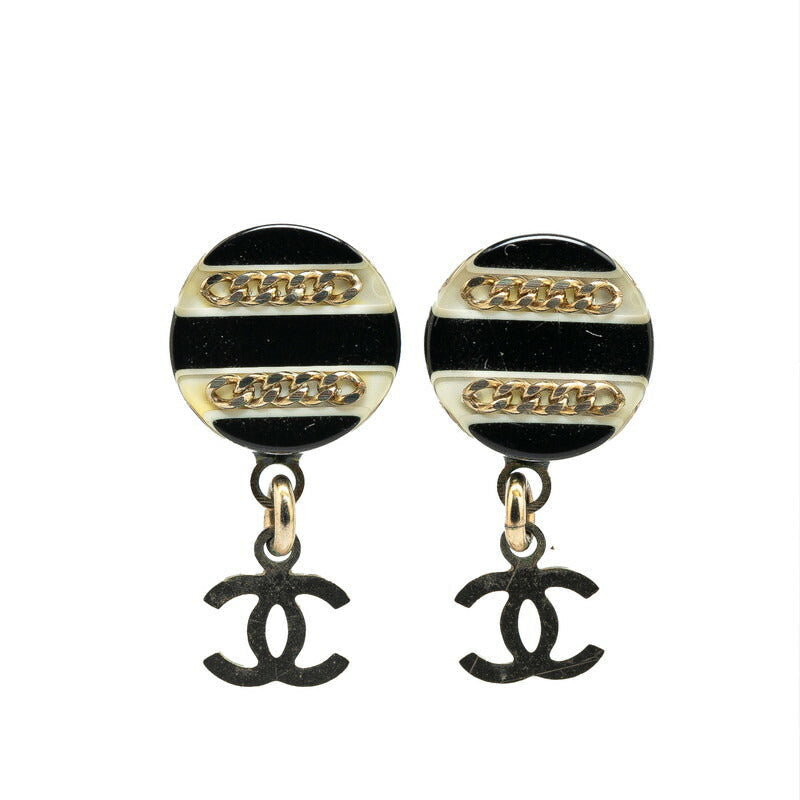 Top Quality Chanel Coco Mark Chain Round Earrings Plastic Metal