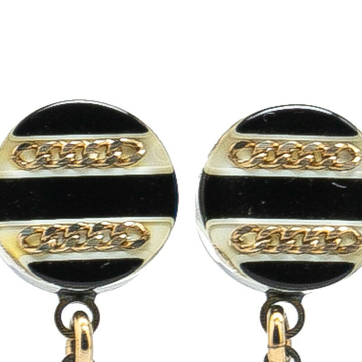 Top Quality Chanel Coco Mark Chain Round Earrings Plastic Metal