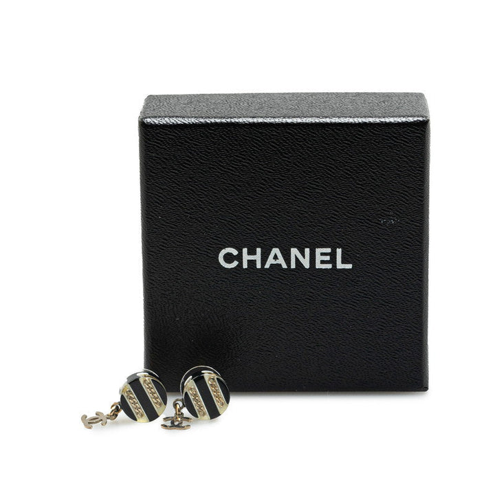 Top Quality Chanel Coco Mark Chain Round Earrings Plastic Metal