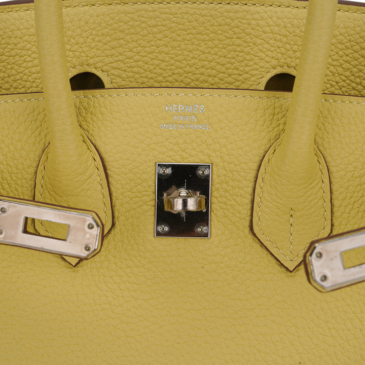 Top quality Hermes Birkin 25 Bag Jaune Poussin Togo Leather with Palladium Hardware