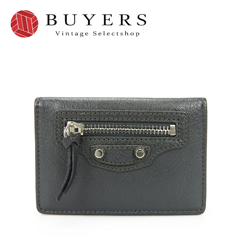 Top Quality Balenciaga Leather Tri-fold Wallet Gray