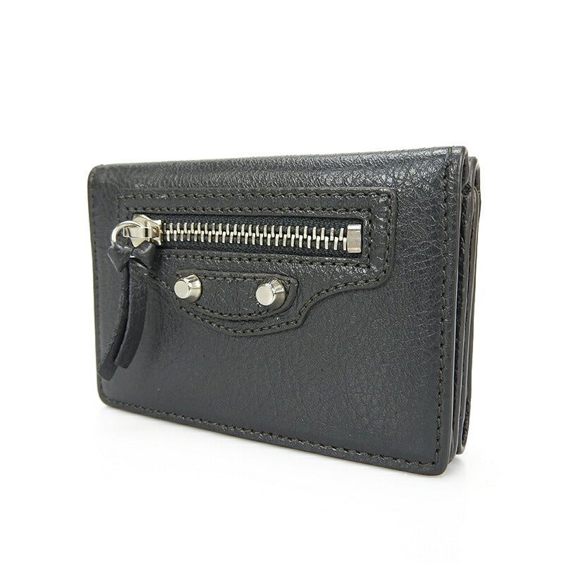 Top Quality Balenciaga Leather Tri-fold Wallet Gray
