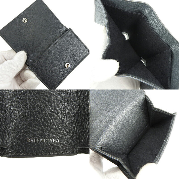 Top Quality Balenciaga Leather Tri-fold Wallet Gray