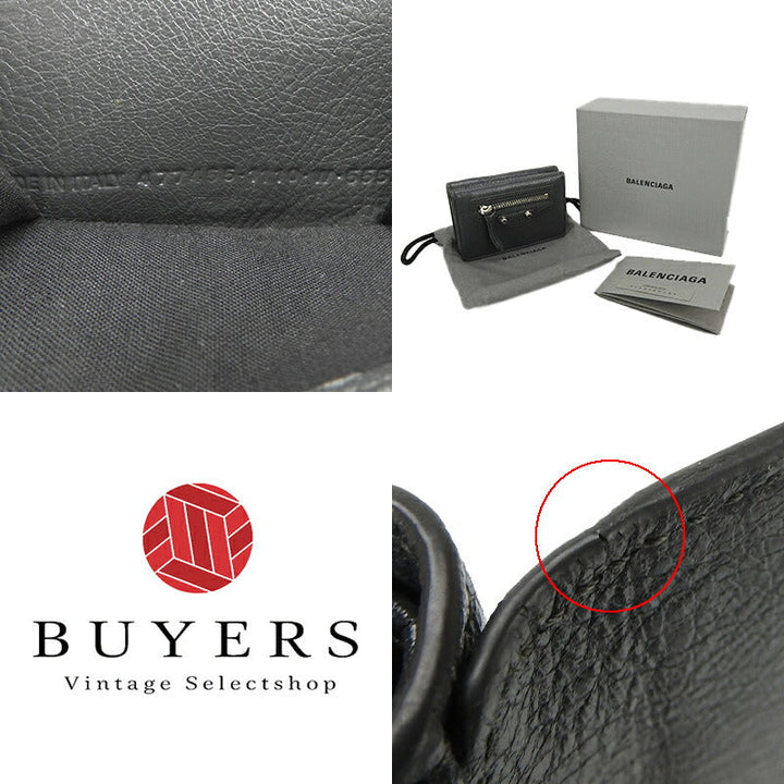 Top Quality Balenciaga Leather Tri-fold Wallet Gray