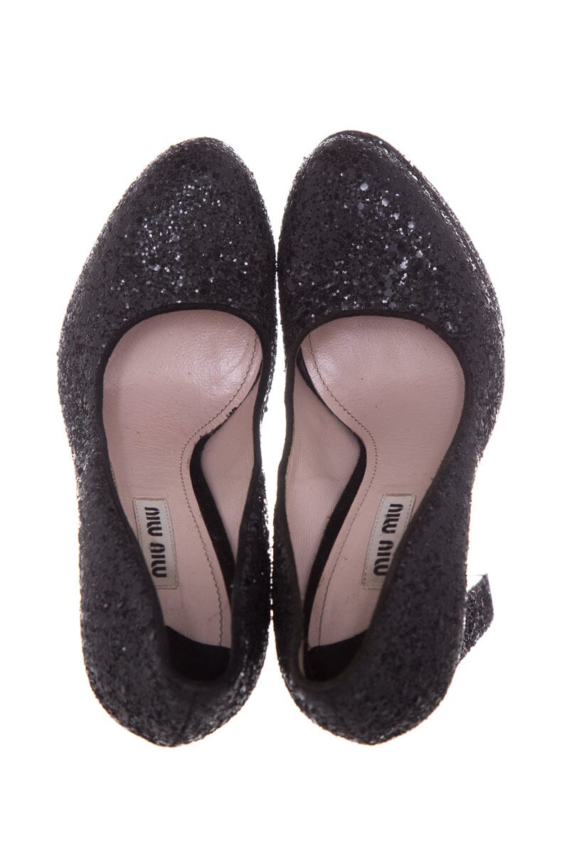 Miu Miu Black Sparkle Heels SZ 35.5