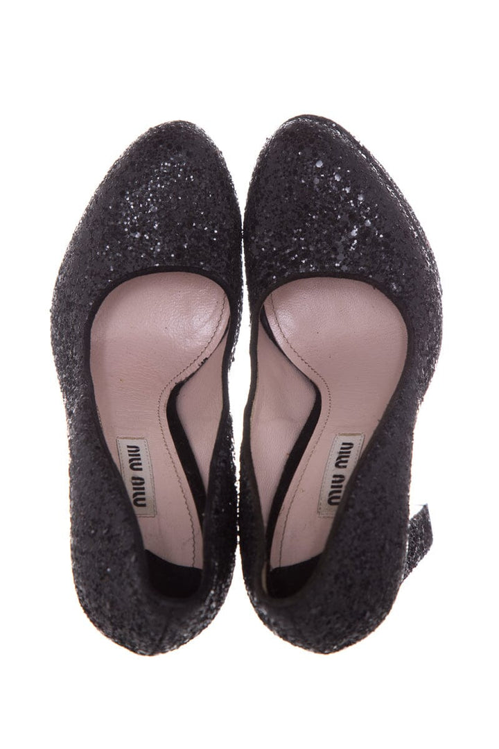 Miu Miu Black Sparkle Heels SZ 35.5