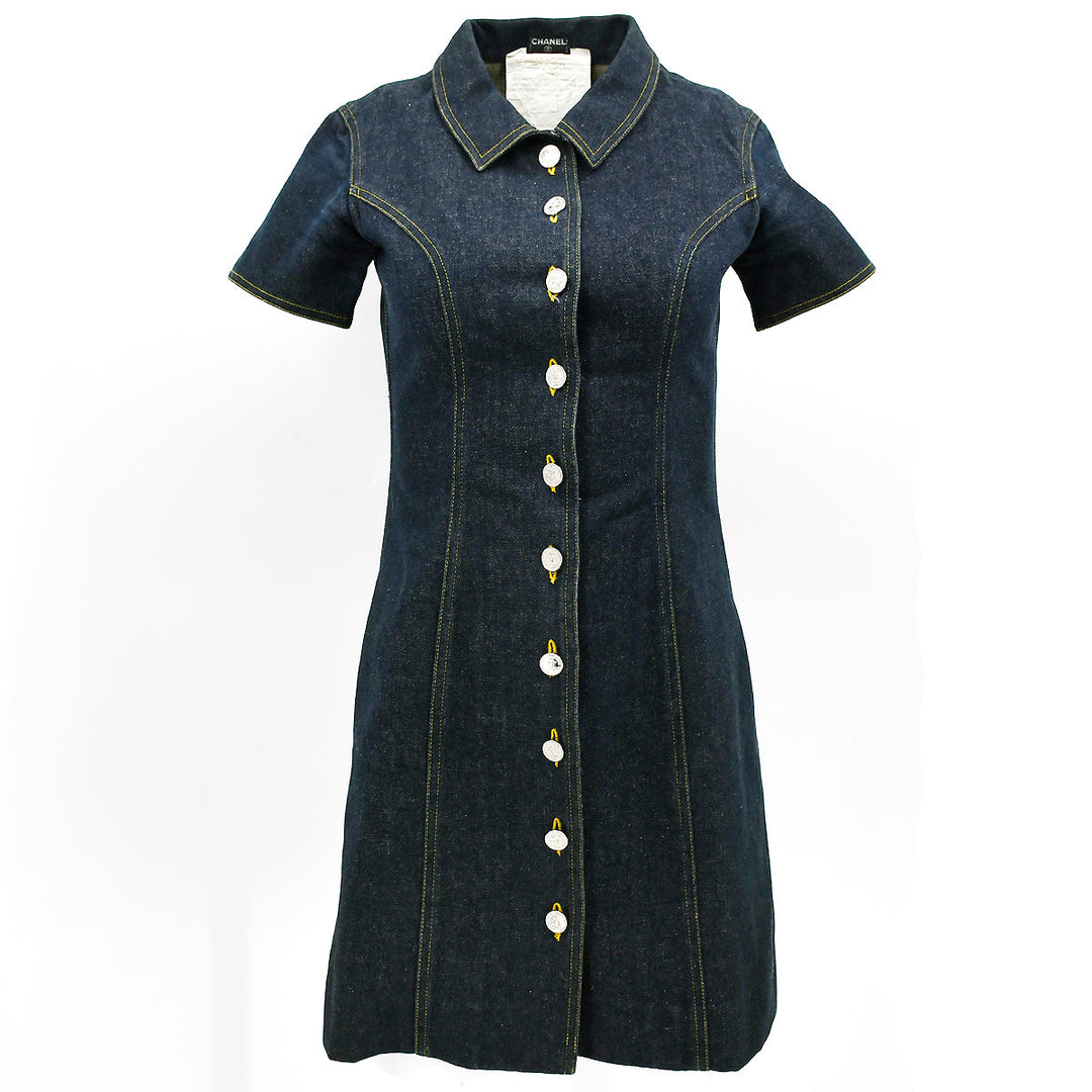 Top Quality Chanel Denim Dress Navy #36
