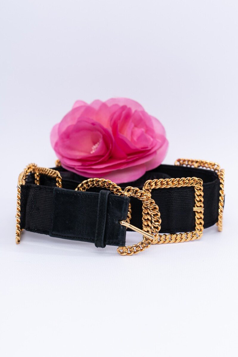 Ceinture noire et dor√©e Chanel