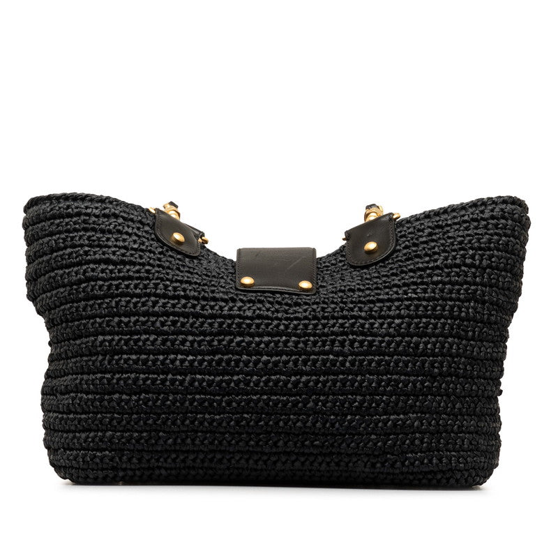 Top Quality Chanel Black Straw Chain Tote Handbag