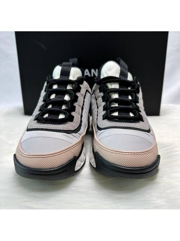 CC Logo Mixed Fiber Low Top Sneakers Light Grey Pink Chanel