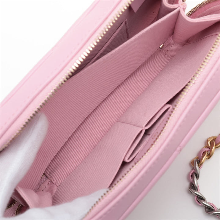 Top Quality Chanel 19  Chain Shoulder Bag Pink G x Silver Gold AP2728