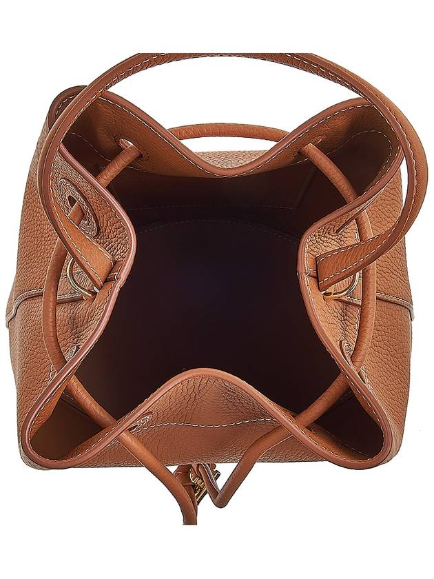Burberry TB Logo Leather Small Bucket Bag Brown