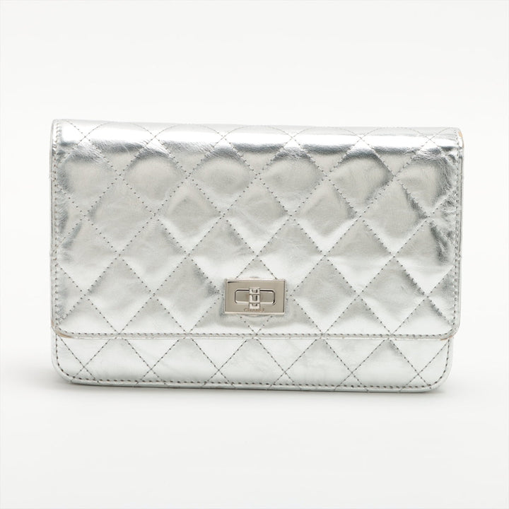 Top Quality Chanel 2.55 Leather Chain Wallet Silver Silver